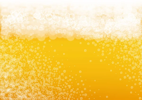 Fondo Burbujas Cerveza Con Espuma Blanca Realista Bebida Fresca Para — Archivo Imágenes Vectoriales