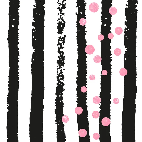 Lunares Brillo Rosa Confeti Rayas Negras Lentejuelas Caída Aleatoria Con — Vector de stock