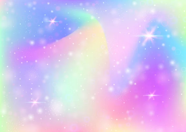 Sfondo Olografico Con Rete Arcobaleno Striscione Universo Girlie Colori Principessa — Vettoriale Stock