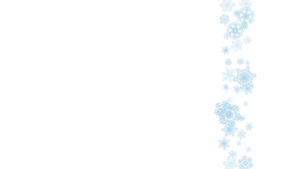 Zimowa Rama Niebieskimi Płatkami Śniegu Boże Narodzenie Nowy Rok Pozioma — Wektor stockowy