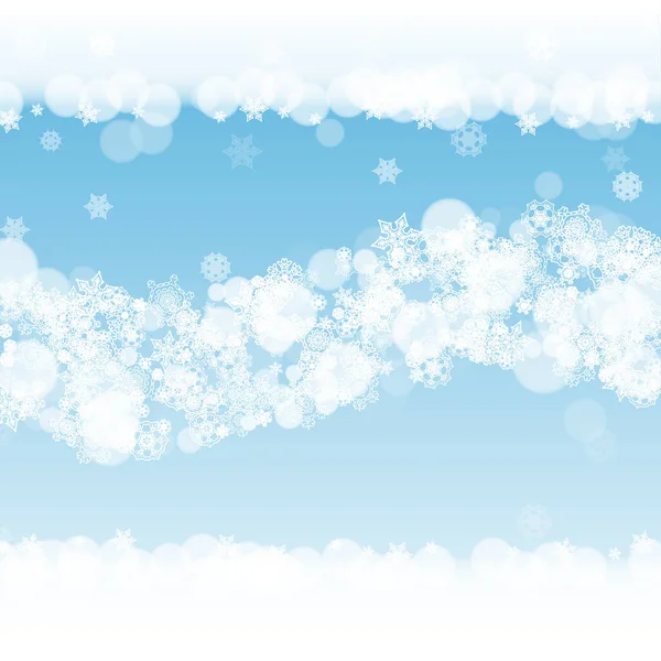 Weihnachten Schneeflocken Auf Winterlichem Hintergrund Rahmen Für Saisonale Winterbanner Geschenkgutscheine — Stockvektor