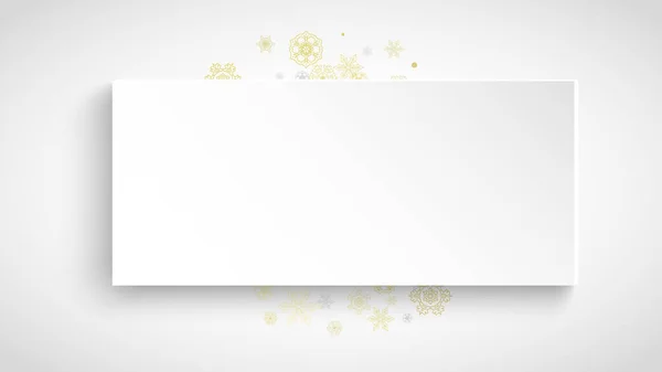 白色纸背景的金色雪片圣诞框架 水平圣诞框架为假日横幅 特别优惠 雪花飘扬 — 图库矢量图片