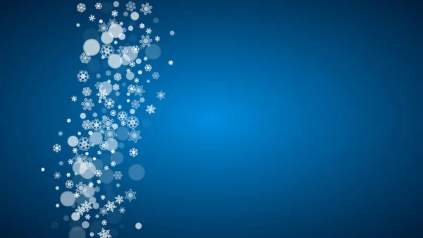 Nieve Año Nuevo Sobre Fondo Azul Tema Invierno Horizontal Navidad — Vector de stock