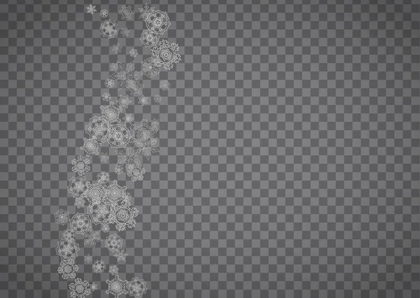 Flocons Neige Isolés Sur Fond Gris Transparent Neige Argentée Conception — Image vectorielle