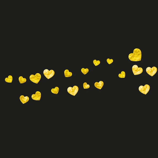 Heart Border Achtergrond Met Gouden Glitter Valentijnsdag Vectorconfetti Handgetekende Textuur — Stockvector