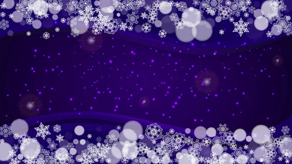 Winterframe Met Ultraviolette Sneeuwvlokken Nieuwjaarsachtergrond Sneeuwgrens Voor Flyer Cadeaubon Party — Stockvector