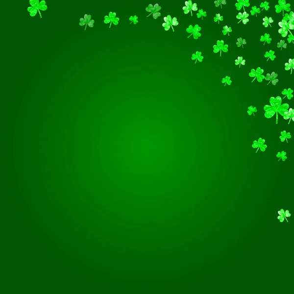 Kleeblatt Hintergrund Zum Patricks Day Glückliches Kleeblatt Konfetti Glitzernder Rahmen — Stockvektor