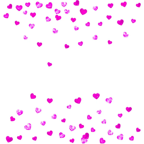 Wedding Confetti Pink Glitter Hearts Valentines Day Vector Background Hand — Stock Vector