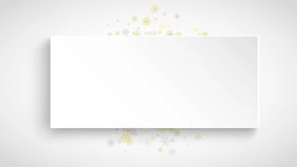 Vánoční Rám Zlatými Vločkami Bílém Papíře Pozadí Horizontální Vánoční Rámeček — Stockový vektor