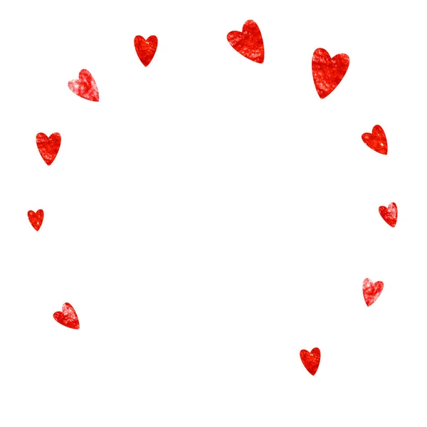 Pembe Parıltılı Kalp Konfetisi Sevgililer Günü Vektör Çerçevesi Yapımı Doku — Stok Vektör