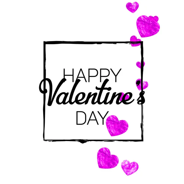 День Святого Валентина Листівка Рожевими Блискучими Серцями Лютого Векторна Конфігурація — стоковий вектор