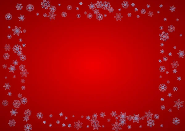 Marco Navidad Con Copos Nieve Sobre Fondo Rojo Colores Santa — Vector de stock