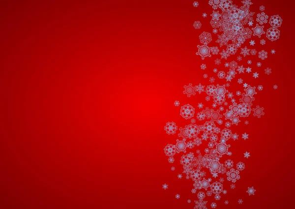 Рождественская Рамка Снежинками Красном Фоне Цвета Санта Клауса Горизонтальная Рождественская — стоковый вектор