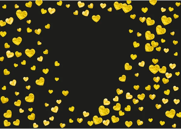 Frontera Del Corazón Para Día San Valentín Con Brillo Dorado — Vector de stock