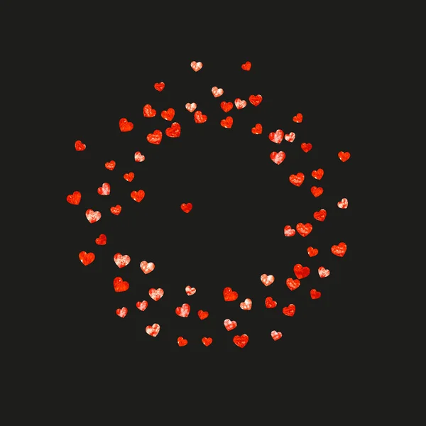 Bordure Coeur Pour Saint Valentin Avec Des Paillettes Rouges Février — Image vectorielle