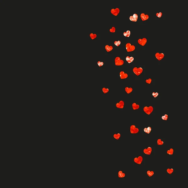 Carte Saint Valentin Avec Des Cœurs Rouges Pailletés Février Confiseries — Image vectorielle