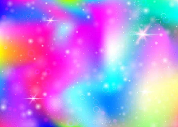 Hologram Bakgrund Med Regnbåge Mesh Kawaii Universums Fana Prinsessans Färger — Stock vektor