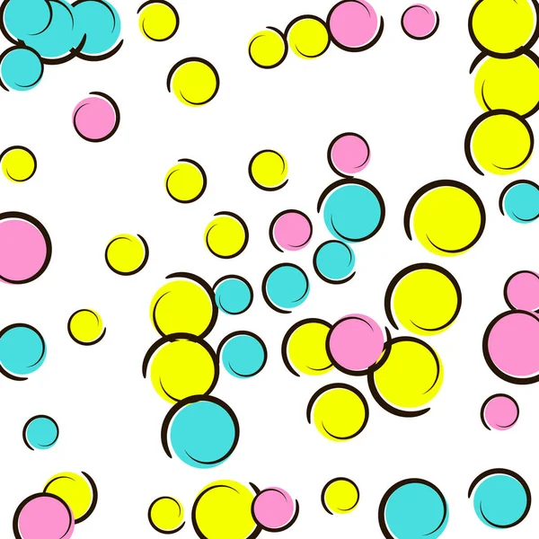Pop Art Border Comic Polka Dot Confetti Big Colored Spots — Stock Vector