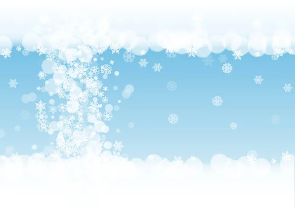 Neujahr Hintergrund Mit Weißen Frostigen Schneeflocken Horizontale Schneefallkulisse Winter Neujahr — Stockvektor