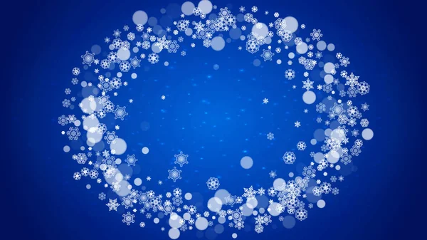 Marco Año Nuevo Con Copos Nieve Fríos Sobre Fondo Azul — Vector de stock