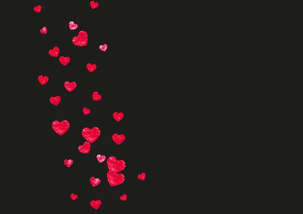 Hartframe Voor Valentijnsdag Met Rode Glitter Februari Dag Vector Confetti — Stockvector