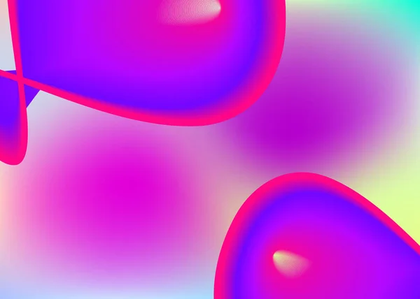 流体形状 現代的なトレンディーなブレンドとホログラフィック3D背景 鮮やかなグラデーションメッシュ ネオンバナー招待枠 流体動的要素を持つ流体形状の背景 — ストックベクタ