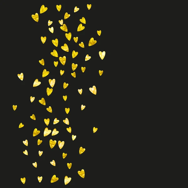 Valentinstag Rahmen Mit Goldenen Glitzerherzen Februar Vektor Konfetti Für Valentinstag — Stockvektor