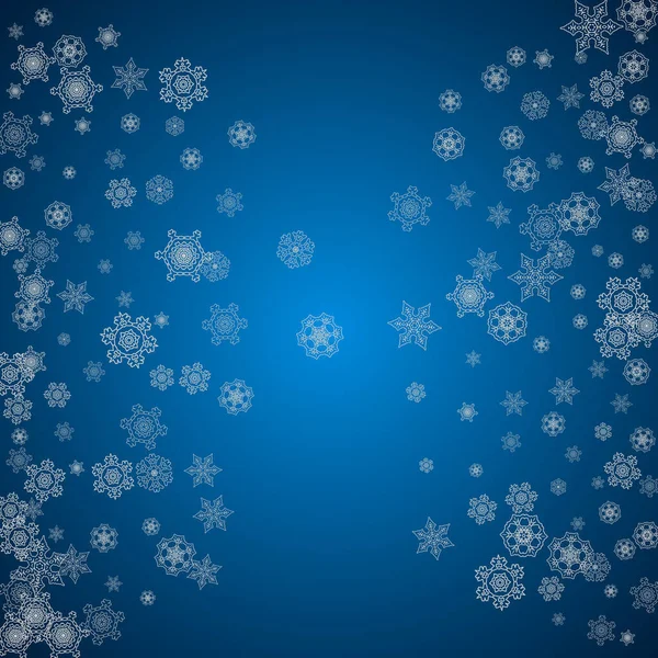 Neujahr Hintergrund Mit Silbernen Frostigen Schneeflocken Schneefall Stilvolle Neujahrshintergrund Für — Stockvektor