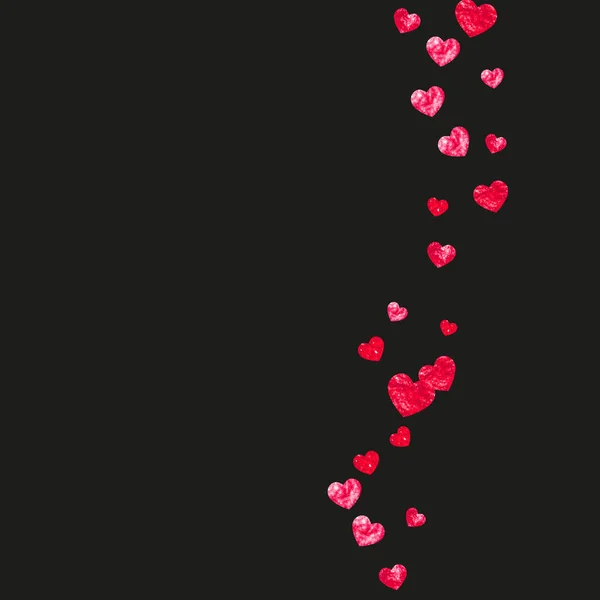 День Святого Валентина Рамка Красными Блестками Сердца Февраля День Векторное — стоковый вектор