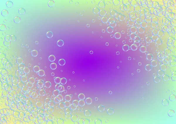 Пена Ванны Градиентном Фоне Реалистичные Пузыри Воды Охлаждающая Радужная Жидкая — стоковый вектор