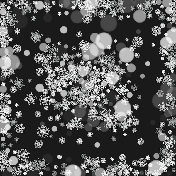 Новый Год Фон Белыми Морозными Снежинками Снегопад Стильный Новогодний Фон — стоковый вектор