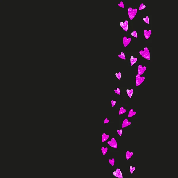 ピンクの輝きの心を持つバレンタインの背景 2月14日 バレンタインバックグラウンドテンプレート用ベクトルコンフェッティ 手描きの質感をグランジ パーティー招待 小売オファー 広告のための愛のテーマ — ストックベクタ
