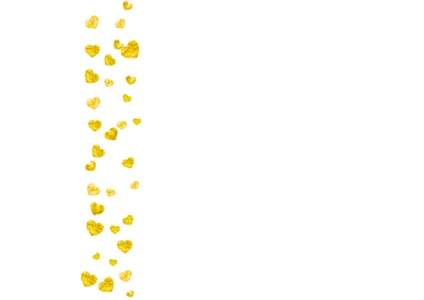Валентинів Фон Золотими Блискітками Серця Лютого Векторне Конфетті Шаблону Тла — стоковий вектор