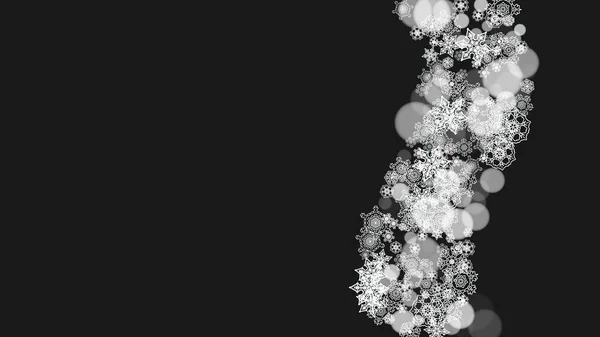 Nieuwjaarsachtergrond Met Witte Ijzige Sneeuwvlokken Horizontale Sneeuwval Achtergrond Winterse Nieuwjaarsachtergrond — Stockvector