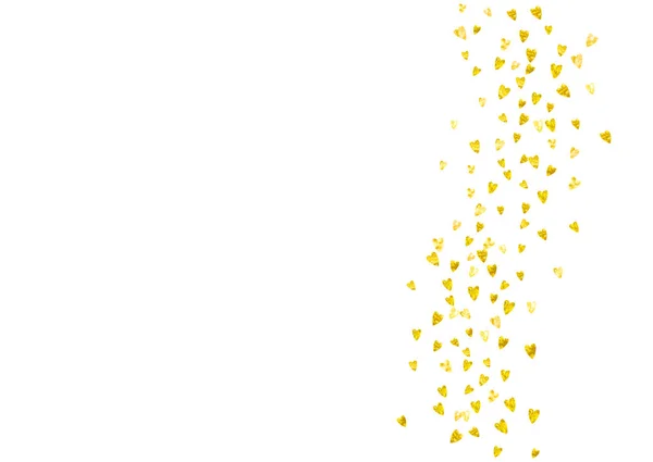 Heart Border Background Gold Glitter Valentines Day Vector Confetti Hand — Stock Vector