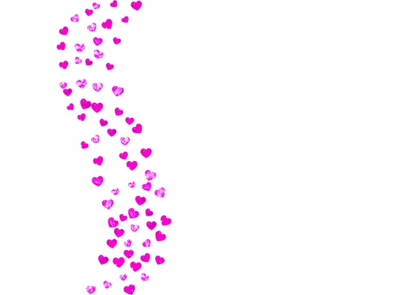 Heart Frame Background Pink Glitter Valentines Day Vector Confetti Hand — Stock Vector