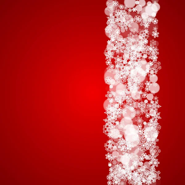 Frontera Navideña Con Copos Nieve Blancos Sobre Fondo Rojo Colores — Vector de stock