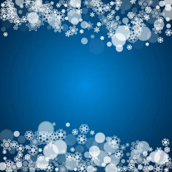 Moldura Ano Novo Com Flocos Neve Frios Fundo Azul Janela — Vetor de Stock