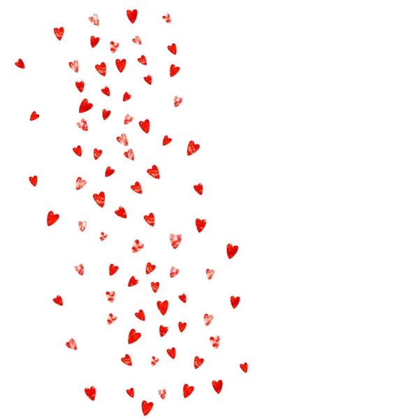 情人节的心脏框架闪烁着红色的光芒 2月14日心框模板的向量Confetti 手绘手绘纹理 横幅的爱情主题 — 图库矢量图片