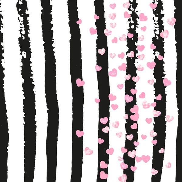 Bruiloft Glitter Confetti Met Hartjes Zwarte Strepen Glanzende Vallende Lovertjes — Stockvector