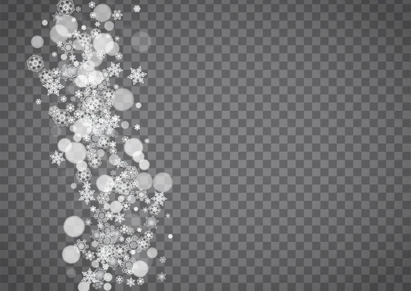 Снежинка Рождественских Новогодних Праздниках Горизонтальная Граница Снежинки Прозрачном Фоне Блестками — стоковый вектор
