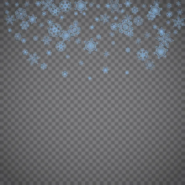 Schneeflocken Rahmen Auf Transparentem Grauen Hintergrund Frohe Weihnachten Und Ein — Stockvektor