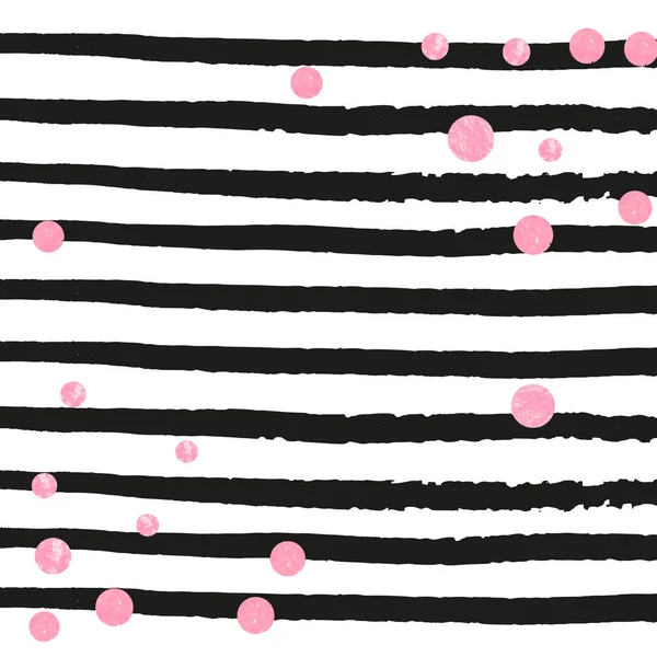 Рожевий Блиск Точок Конфетті Чорних Смугах Блискучі Випадкові Блискітки Металевими — стоковий вектор