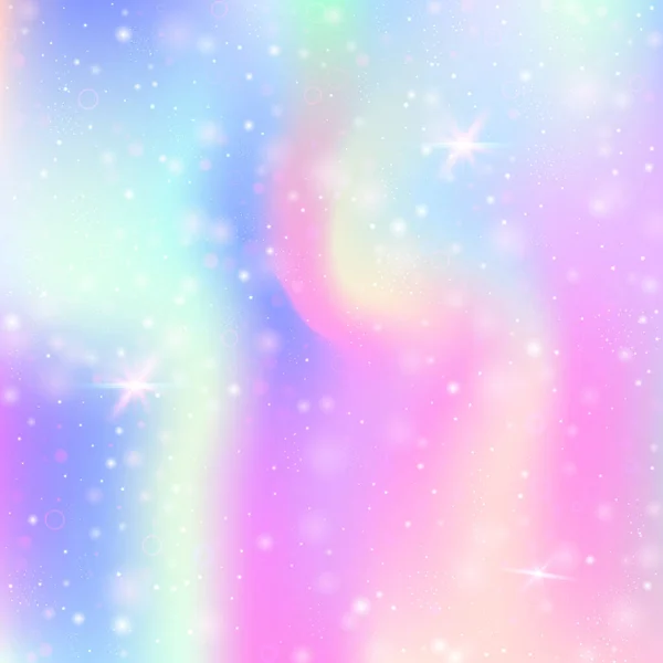 Magische Achtergrond Met Regenboog Gaas Kawaii Universum Banner Prinses Kleuren — Stockvector