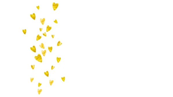 Bruids Achtergrond Met Gouden Glitter Hartjes Valentijnsdag Vectorconfetti Handgetekende Textuur — Stockvector