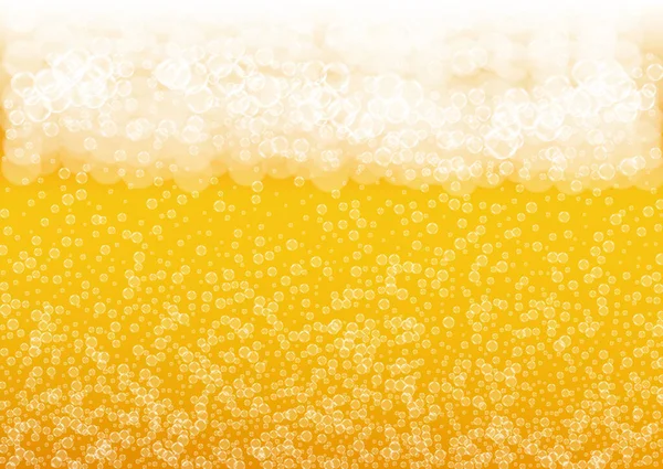 ビールの背景 クラフトラガースプラッシュ オクトーバーフェストフォーム レストランメニューのコンセプト 現実的な白い泡のエールのドイツ語のパイント ビールの背景を持つ黄色のカップのための冷たい液体ドリンク — ストックベクタ