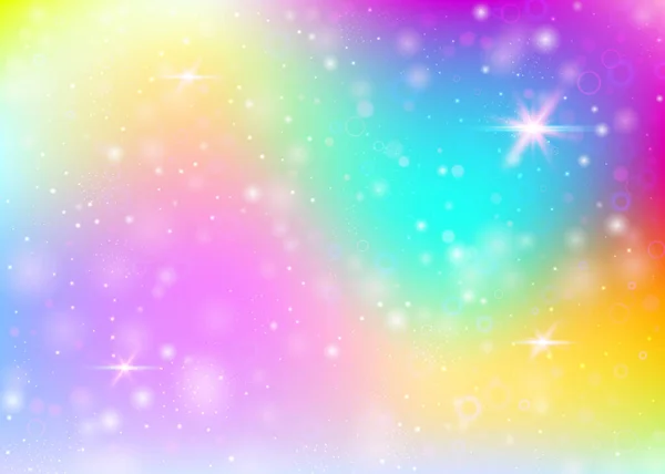 Fondo Unicornio Con Malla Arco Iris Banner Universo Moda Colores — Vector de stock