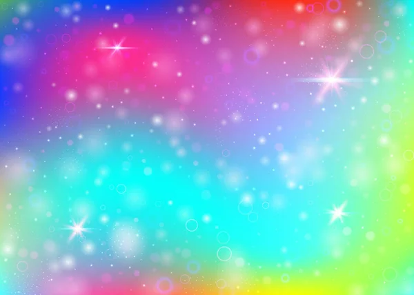 Gökkuşağı Örgülü Tek Boynuzlu Arka Planı Prenses Renklerinde Çoklu Renkli — Stok Vektör