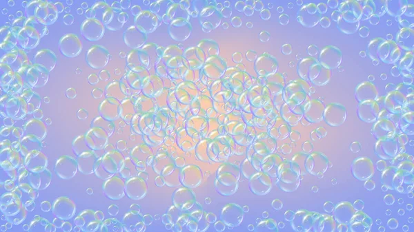 Shampoo Bubbels Gradiënt Achtergrond Realistische Waterbellen Koele Regenboog Gekleurde Vloeibare — Stockvector