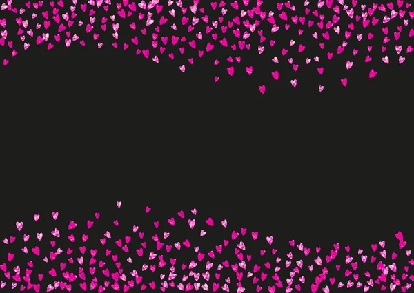 Confettis Mariage Avec Des Cœurs Roses Paillettes Saint Valentin Fond — Image vectorielle